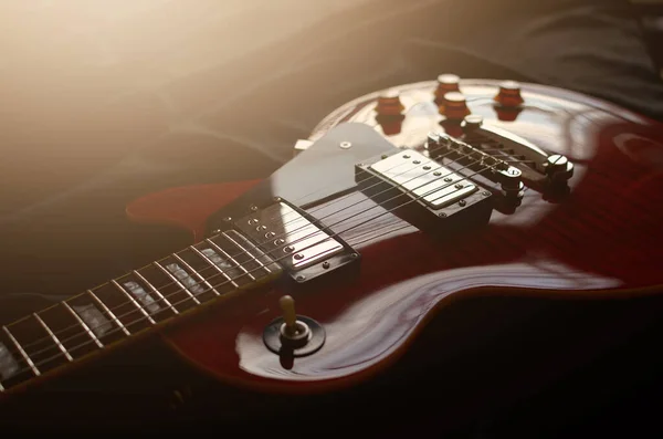 Guitarra Elétrica Macro Resumo Usado Para Tocar Música Notas Para — Fotografia de Stock