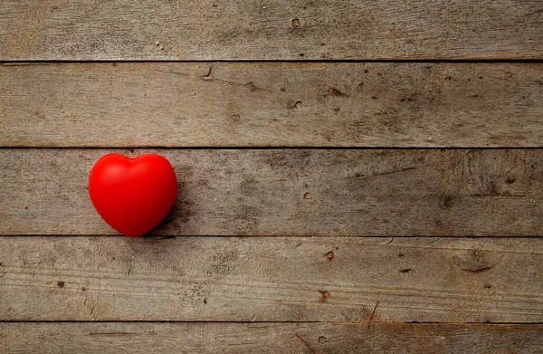 Červené Srdce Dřevěném Pozadí Valentýna Koncept — Stock fotografie