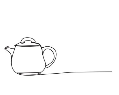 Çaydanlık, çaydanlık, çizgi çizme tarzı, vektör tasarımı.