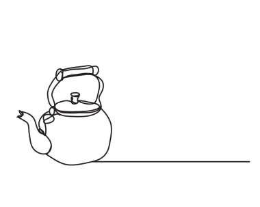 Çaydanlık, çaydanlık, çizgi çizme tarzı, vektör tasarımı.