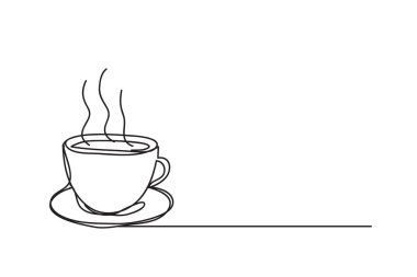 Kahve fincanı, çizgi çizim tarzı, vektör tasarımı.