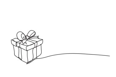 Hediye kutusu, satır çizim biçimi, vektör tasarımı.