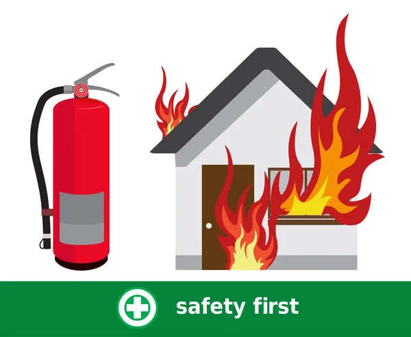 House Fire Safety First Vector Design — Stock Vector