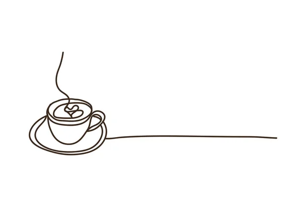 Koffiebeker Lijn Tekening Stijl Vector Ontwerp — Stockvector