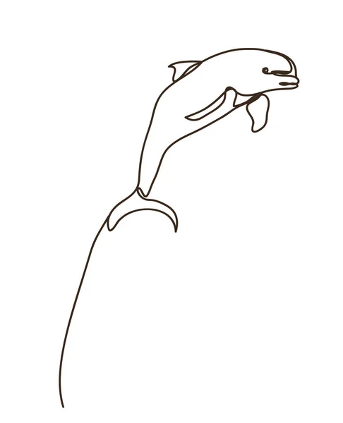 Delphin Fisch Linienzeichnungsstil Vektordesign — Stockvektor
