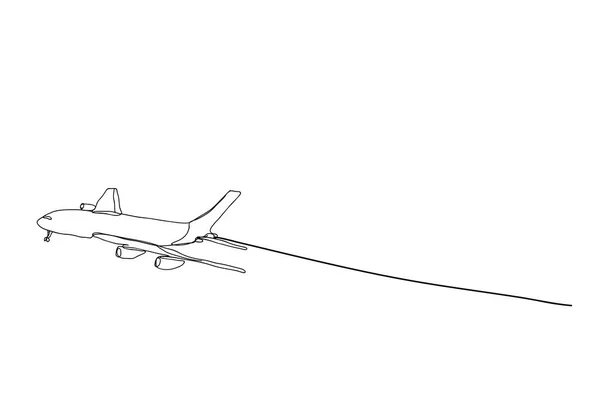 Plane Line Drawing Style Vector Design — 스톡 벡터