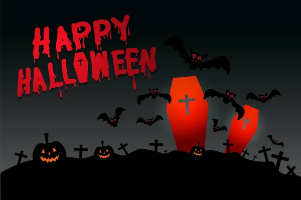 Joyeux Halloween Image Avec Citrouille Chauve Souris Ombre Design Vectoriel — Image vectorielle
