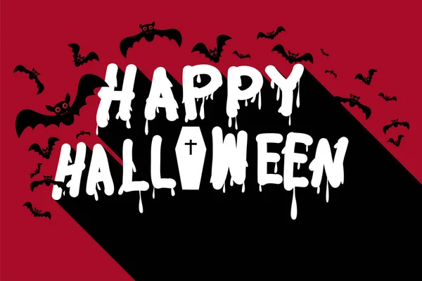 Happy Halloween Bild Mit Kürbis Schattenfledermaus Vektordesign — Stockvektor