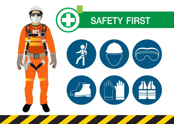 Safety First Construction Concept Vector Design — Stock Vector