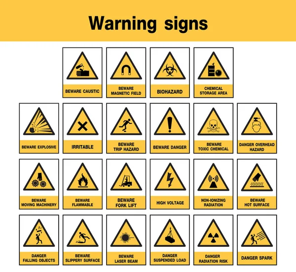 Warning Sign Construction Symbols Vector Design — Stock Vector