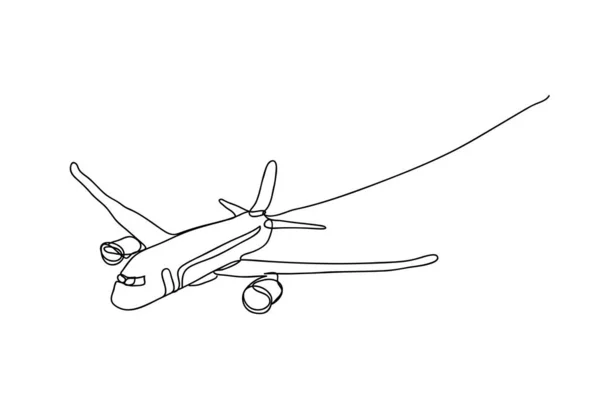 Plane Line Drawing Style Vector Design — 스톡 벡터