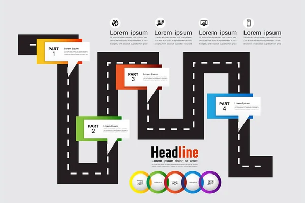 Business Timeline Organization Road Map Infographic Design Template Vector Illustration — стоковый вектор