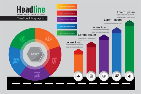 Business Timeline Organization Road Map Infographic Design Template Vector Illustration — стоковый вектор