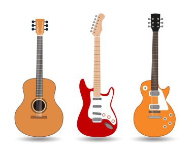 akustik gitar ikonu, müzik ve notalar çalmak için kullanılır, şarkı söylemek için, vektör tasarımı.