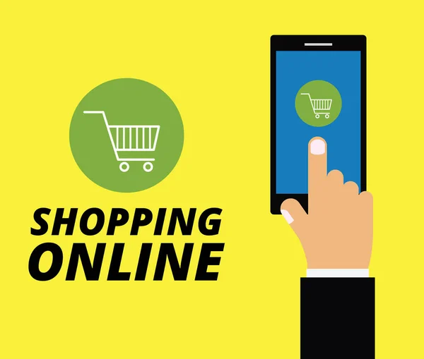 Shopping Ligne Sur Site Web Avec Mobile Concept Marketing — Image vectorielle