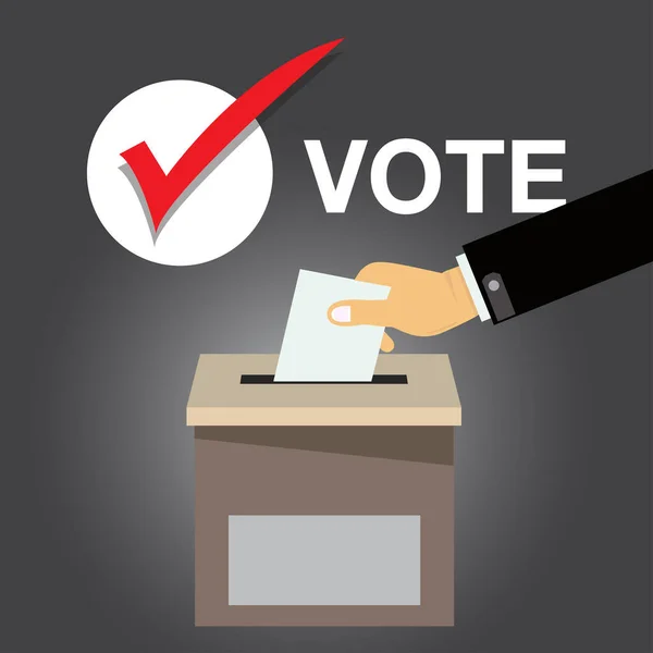 Main Mettant Papier Vote Dans Urne Bulletin Vote Dans Une — Image vectorielle
