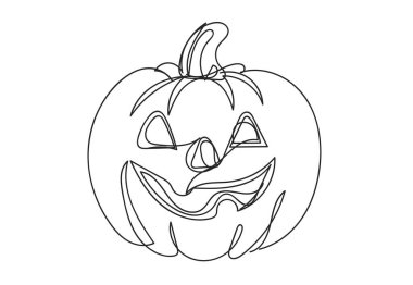 Cadılar Bayramı kabak çizgisi sanatı, çizgi çizim tarzı, vektör illüstrasyonu