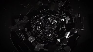 Yüksek hız kırıcı aynası yavaş çekim üst görünümde çatlıyor 3D görüntüleme ile.