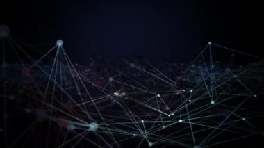 Fütürist Ağ konseptinin soyut Plexus arkaplan hareketi dijital, teknoloji, arkaplan soyut hareket eden nokta ile 3D oluşturma.
