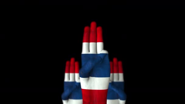 Drie Vinger Menselijk Teken Hebben Thailand Vlag Textuur Kaart Met — Stockvideo