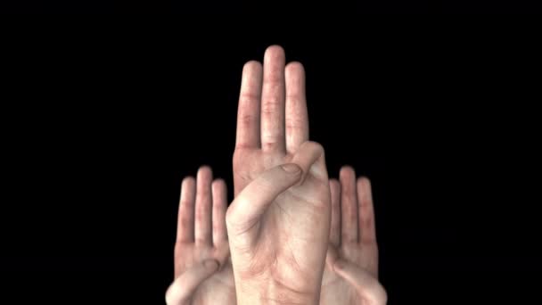 Animação Três Dedos Sinal Humano Sobreposição Animação Incluem Canal Alfa — Vídeo de Stock