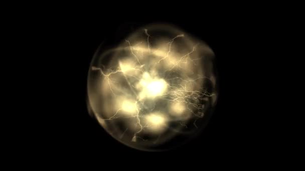 Atom Gold Electric Fire Random Movement Rendering Include Alpha Path — Stock Video