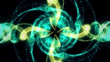 Plazma spiral ışıltı dalgası sihirli hareket arkaplanı 3d parçacık oluşturma.