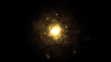 Altın parıltılı hareket etkisi patlaması 3D görüntüleme ile daha fazla enerji alfa yolu içerir.