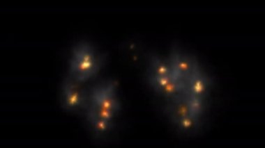 Yanan siyah kağıdın alevi parlar ve 3 boyutlu dumanı alfa yolu içerir.