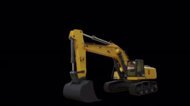 3D animasyon kazıcı aracı alfa mat dahil döngü animasyonu çalışıyor.