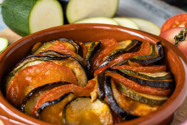 Ratatouille, traditional French dish (casserole de ratatouille), composed of vegetables, aubergine, zucchini, tomato