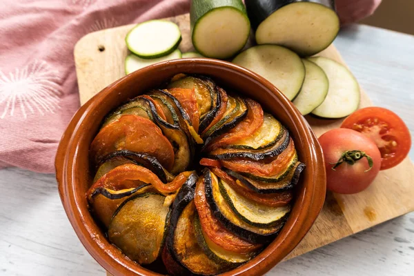 Ratatouille Prato Tradicional Francês Caçarola Ratatouille Composto Por Legumes Beringela — Fotografia de Stock