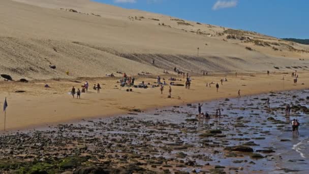 Dune Pilat Gironde Nouvelle Aquitaine France Пляж Внизу Дюни — стокове відео