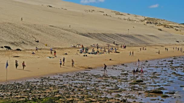 Dune Pilat Gironde Nouvelle Aquitaine Frankreich Der Strand Fuße Der — Stockvideo