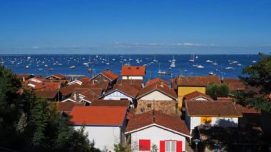 L 'Herbe, Gironde, Yeni Aquitaine, Fransa. L 'Herbe, Arcahon Körfezi' nde geleneksel bir istiridye köyüdür.