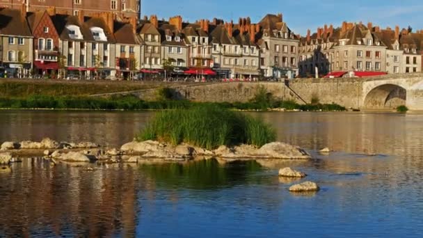 Gien Loiret France Castle Church Overlooking Loire River — Stock Video