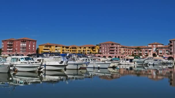 Lattes Port Ariane Herault Occitanie Frankrike Båtar Förtöjning Marinan Port — Stockvideo