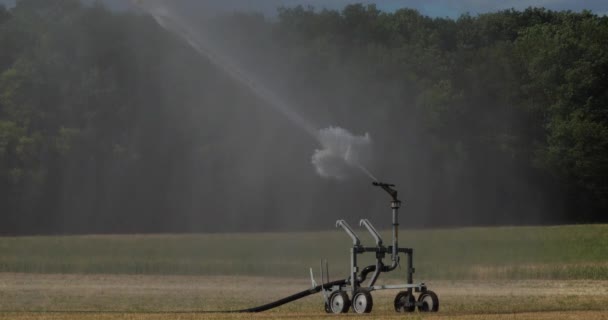 Sistema Aspersão Campo Irrigação Loiret França — Vídeo de Stock