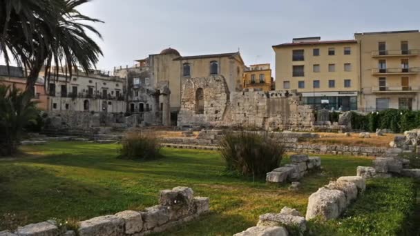 Siracusa Ortygia Sicília Itália Templo Apolo Dos Mais Importantes Monumentos — Vídeo de Stock