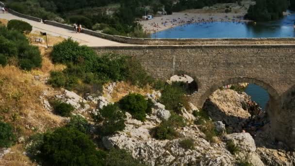 Pont Diable Devill Hídja Herault Folyó Herault Occitanie Franciaország Pont — Stock videók