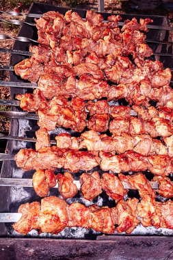 Kömürde kızarmış et.,