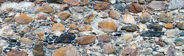 Stone Wall Possible Use Stones Various Sizes Cement Mortar — Stock Photo, Image