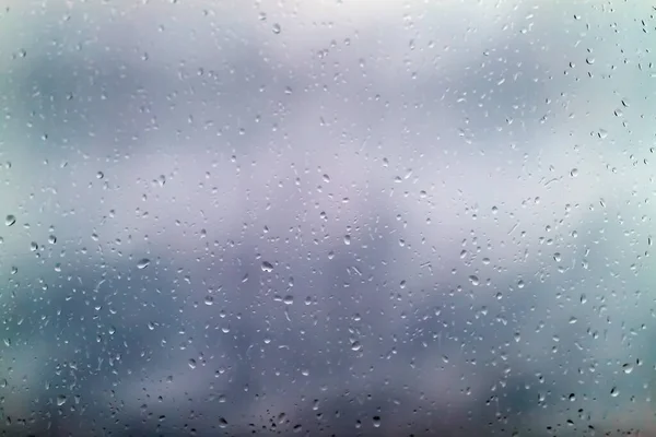 Bläulich Grauer Hintergrund Mit Wassertropfen Auf Glas — Stockfoto