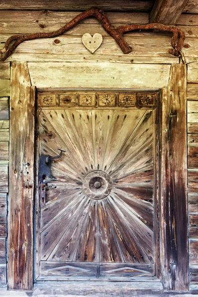 View Old Wooden Door Decorations — Stock Photo, Image