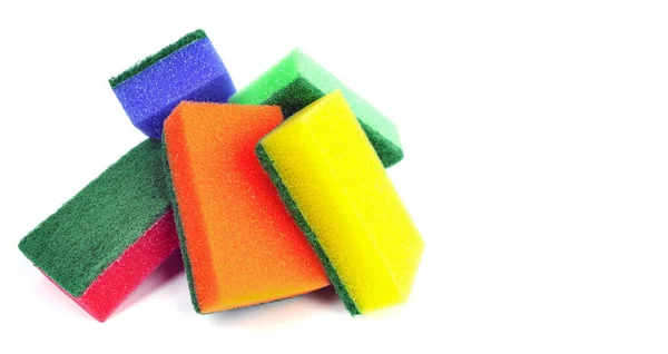 Dish Cleaning Sponge Composition Perpendicular Isolated Space Text — Stock Photo, Image