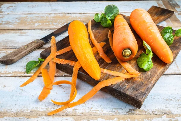 Fresh Carrot Vegetables Wooden Table Kitchen — Stock Photo, Image