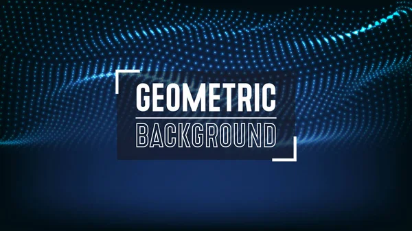 Dalgalar geometrik arkaplan. Dinamik dalgalı parçacıkların soyut deseni. Teknoloji kavramı fütüristik noktalar deseni.