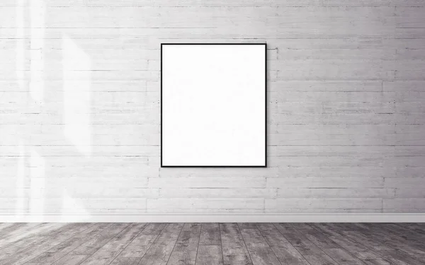 Fehér Poszter Falon Üres Keret Mockup Számára Design Elrendezés Mockup — Stock Fotó