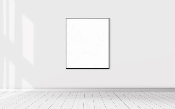 Biały Plakat Ścianie Czystą Makietą Ramki Dla Ciebie Projekt Makieta — Zdjęcie stockowe