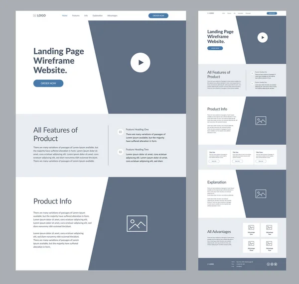 İniş sayfası kablo tasarımı. Bir sayfa site şablonu. Modern tepkili tasarım. UX UI web sitesi iş için doruk noktası.